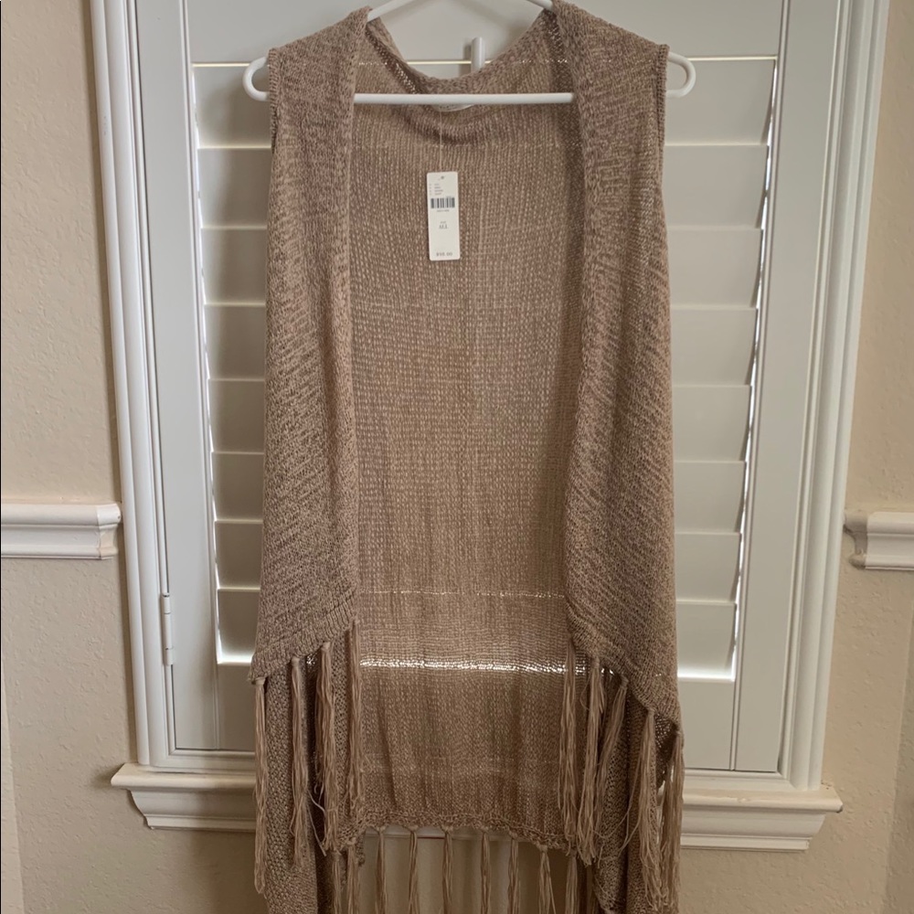 Anthropologie Evelyn K fringed knit vest